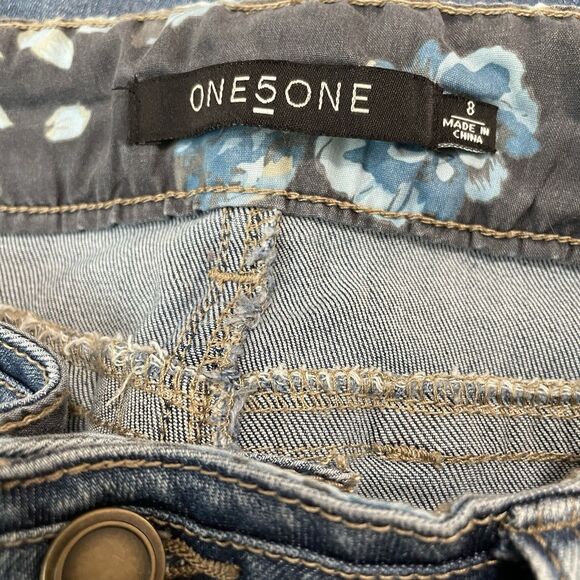 NEW One 5 One 151‎ Cropped Pants Jeans Braided Belt Medium Wash Denim Sz 8 NWT - Picture 9 of 10